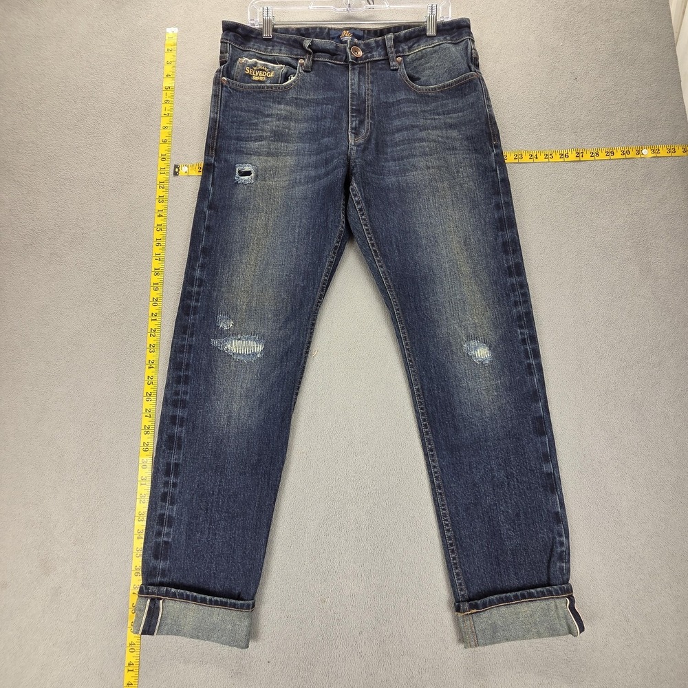 Selvedge Jeans Mens 34x30 Blue MC Jeans Thrashed Patchwork Honeycomb‎